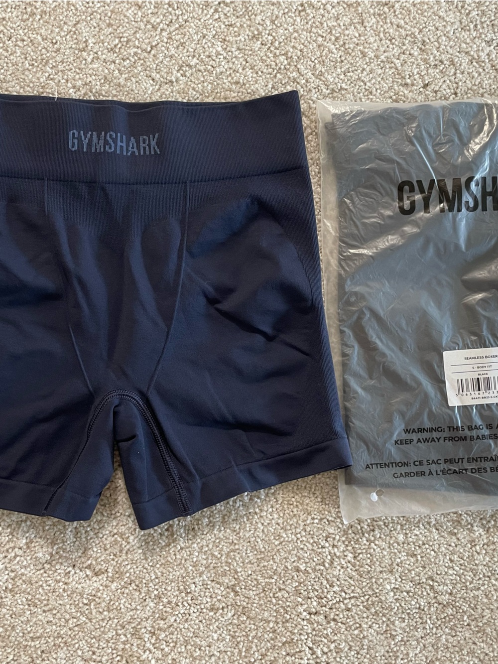 Gymshark Seamless High Rise Navy Blue & Black ( in the bag) Boxer Shorts size S